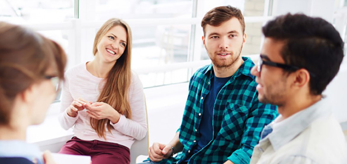 Students discussing a theory